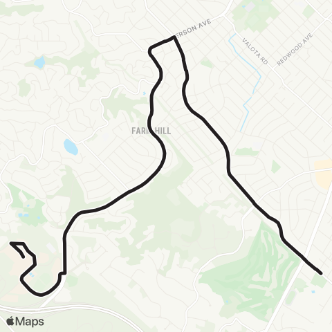 SamTrans Redwood City Caltrain - Woodside HS map