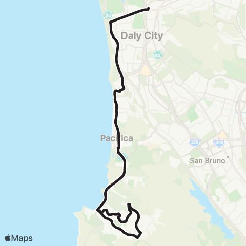 SamTrans Daly City BART - Linda Mar Park & Ride map