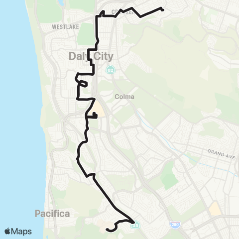 SamTrans Pope / Bellevue - Skyline College map