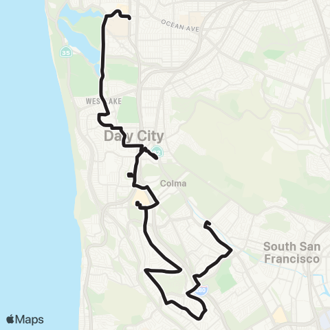 SamTrans South SF BART - Stonestown / SF State map