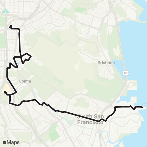 SamTrans Daly City BART - Airport & Linden / Oyster Point map