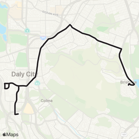 SamTrans Brisbane - Shasta High map