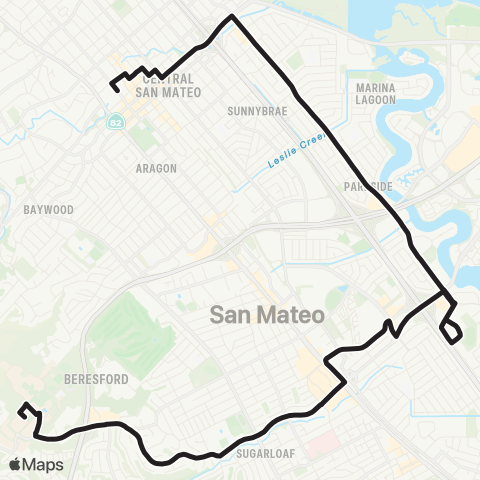 SamTrans San Mateo Caltrain - Coll of San Mateo map