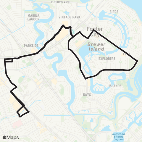 SamTrans Foster City - Hillsdale Mall map