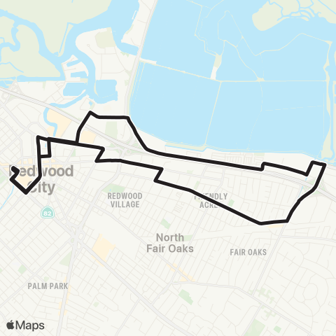 SamTrans Redwood City - Florence / 17th loop map