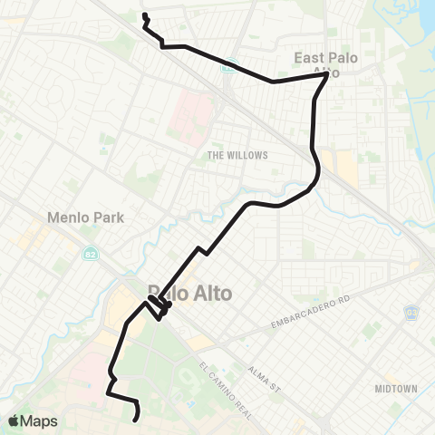 SamTrans Belle Haven Community Campus - Stanford map