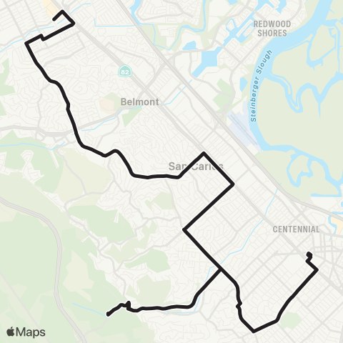 SamTrans Hillsdale Mall - Redwood City TC map