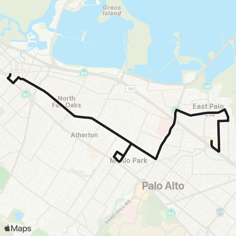 SamTrans Redwood City TC - Bayshore / Donohoe map