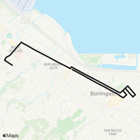 SamTrans Burlingame School - Carolan map