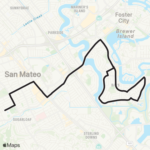 SamTrans Edgewater / Beach Park - Hillsdale High map