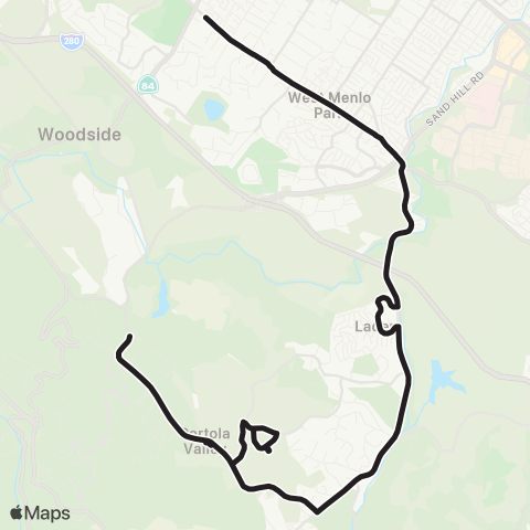 SamTrans Woodside High - Portola Valley map