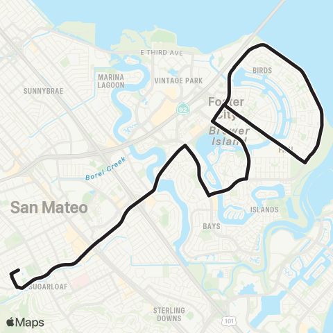 SamTrans Foster City - Hillsdale HS map