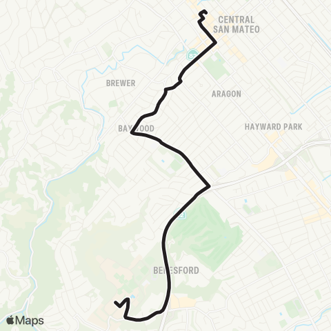 SamTrans Coll of San Mateo - Downtown San Mateo map