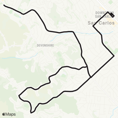 SamTrans San Carlos Caltrain - Alameda / Ralston map