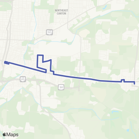 SARTA Downtown Canton - East Canton map