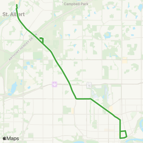 St. Albert Transit Downtown Edmonton Express map