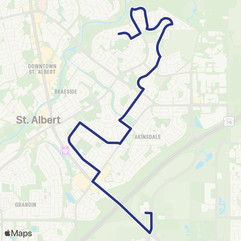 St. Albert Transit Sturgeon - Kingswood - Woodlands map