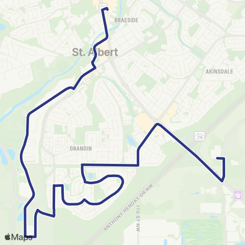 St. Albert Transit Heritage Lakes - Riel map