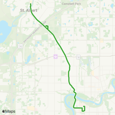 St. Albert Transit UofA Express map