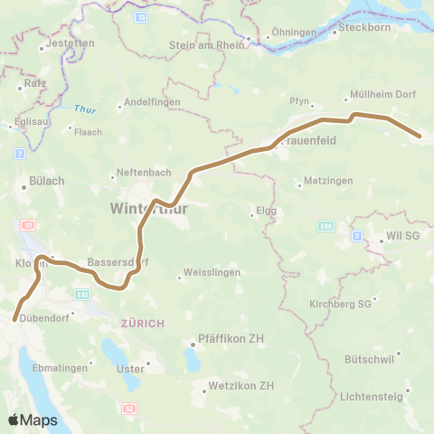 SBB CFF FFS Weinfelden - Zug map