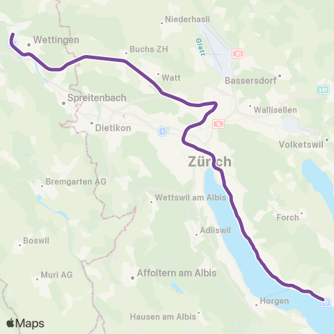 SBB CFF FFS Baden - Uetikon map