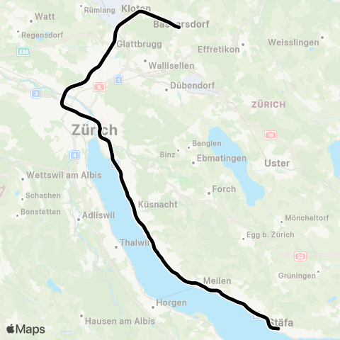 SBB CFF FFS Stäfa - Bassersdorf map