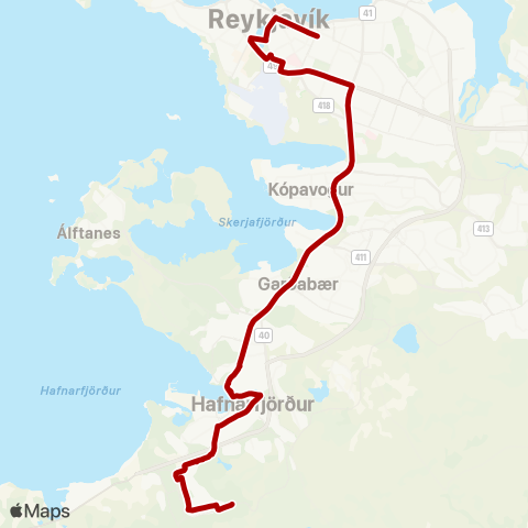 Höfuðborgarsvæðið Hlemmur - Kópavogur - Garðabær - Fjörður - Vellir map