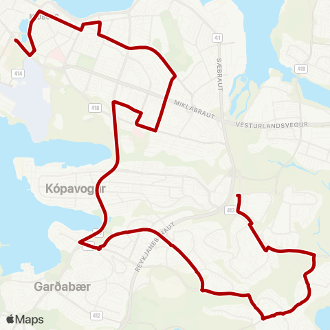 Strætó Háskóli Íslands - Mjódd map