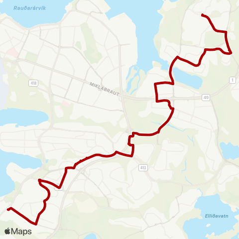 Höfuðborgarsvæðið Spöngin - Ártún - Mjódd - Smáralind - Garðabær map