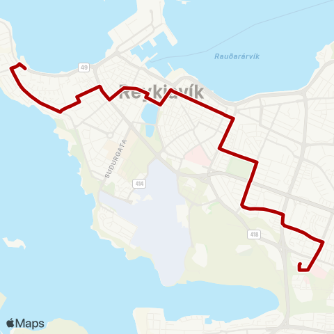 Höfuðborgarsvæðið Sléttuvegur - Hlemmur - Lækjartorg - Eiðistorg map