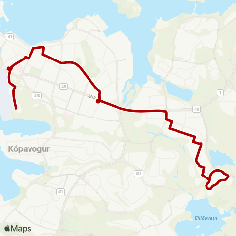 Höfuðborgarsvæðið (Nauthóll) - BSÍ - Hlemmur - Ártún - Norðlingaholt map