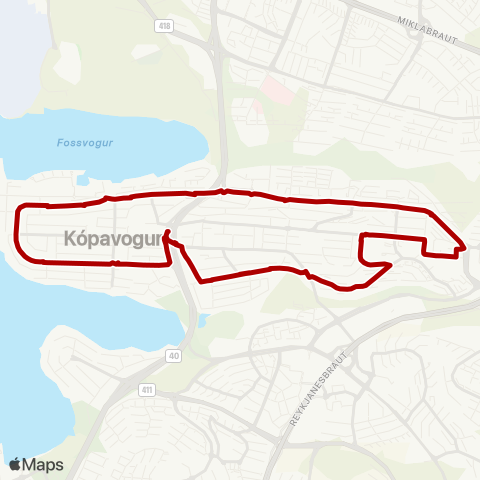 Höfuðborgarsvæðið Hamraborg - Kársnes - Engihjalli - Hamraborg map