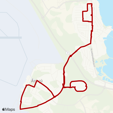 Reykjanesbær innanbæjarvagnar Miðstöð - Skógartorg - Keilir - Virkjun - Grænás - Miðstöð map