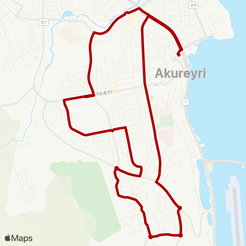 Akureyri innanbæjarvagnar Akureyri innanbæjarvagna map