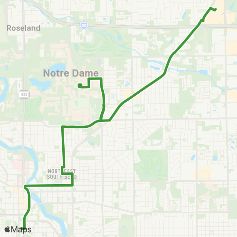 Transpo Notre Dame / University Park Mall map