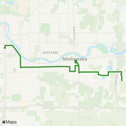 Transpo Southside Mishawaka map