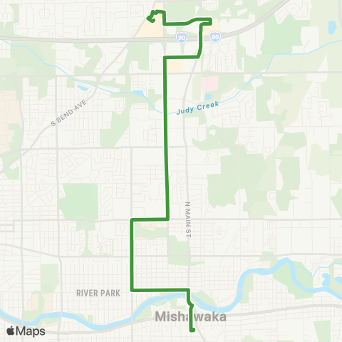 Transpo Univ Pk Mall / Mishawaka (via Grape Rd) map