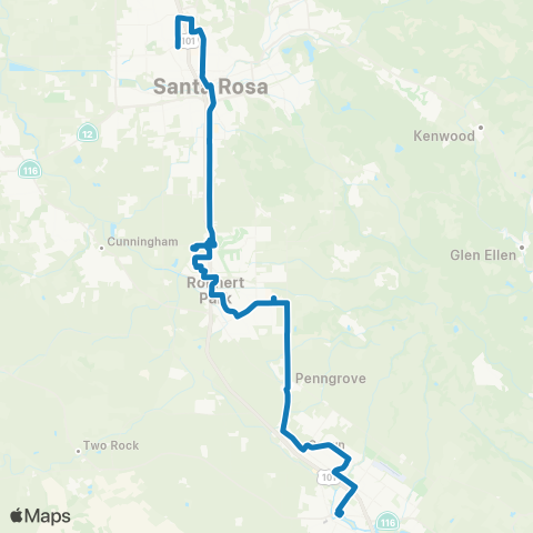 Sonoma County Transit Petaluma, JC, SSU, Santa Rosa map