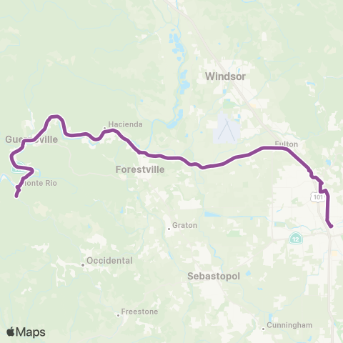 Sonoma County Transit Russian River Area, Santa Rosa map