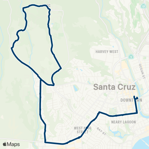 Santa Cruz Metro UCSC via Main Gate - Mission map