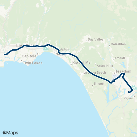 Santa Cruz Metro Soquel / Cabrillo / Airport map