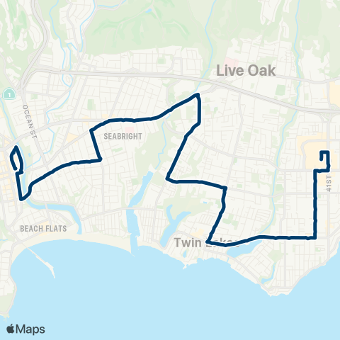 Santa Cruz Metro UCSC / Capitola Mall / Live Oak map