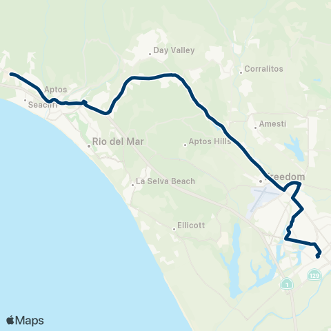 Santa Cruz Metro Soquel / Freedom / Cabrillo map