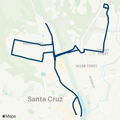 Santa Cruz Metro River / Harvey West / Emeline map