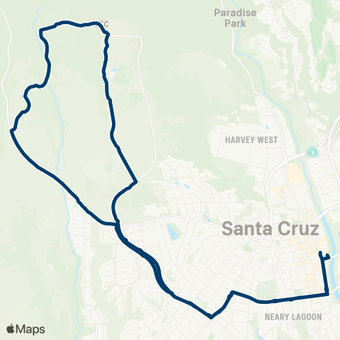 Santa Cruz Metro UCSC via Main Gate - Laurel / Bay map