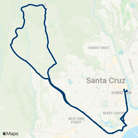 Santa Cruz Metro UCSC via West Gate - Bay map