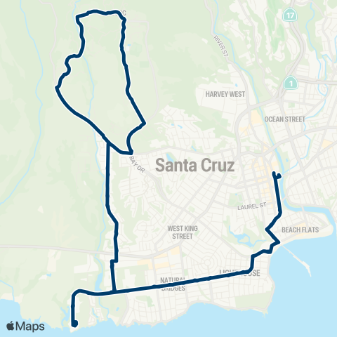 Santa Cruz Metro UCSC via Main Gate - Delaware map