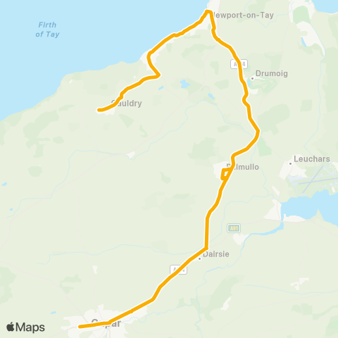 Stagecoach East Scotland Bell Baxter HS (Stance A) - Balmerino PS map