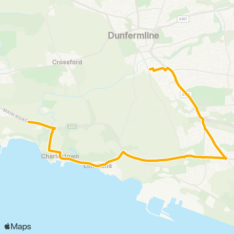 Stagecoach East Scotland Dunfermline High School - Waulkmill Farm map