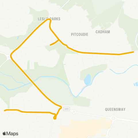 Stagecoach East Scotland Glenrothes High School - Aspen Avenue map